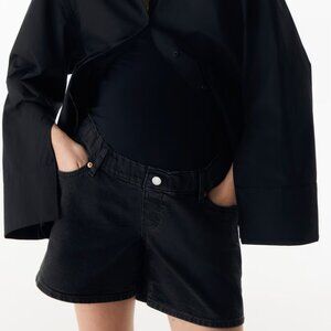 H&M Mama Maternity Denim Shorts Size Large Washed Black